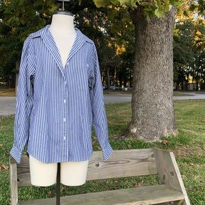 Stripped Blue and White L.L.Bean collared shirt